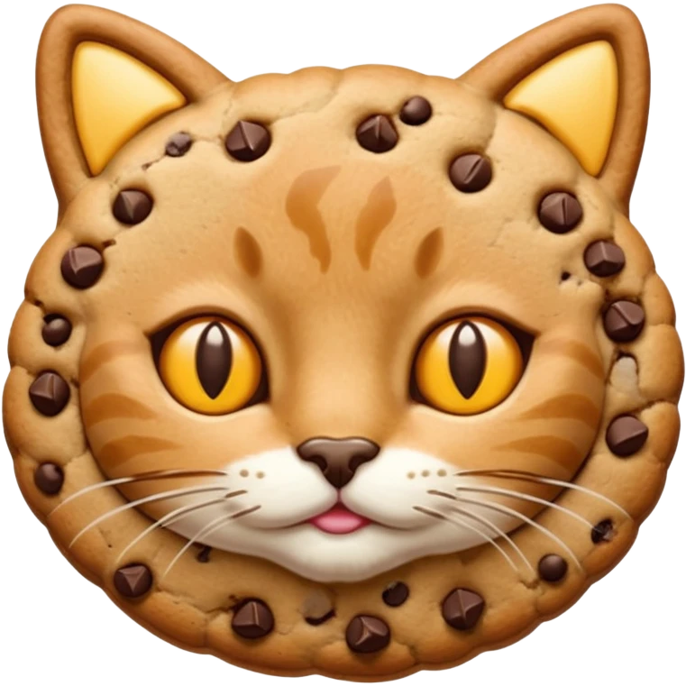 cat cookie with chocolate chips emoji