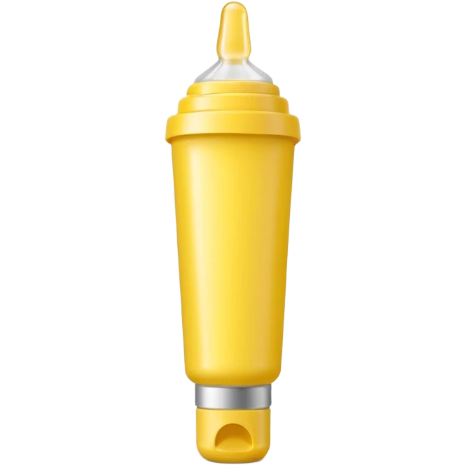 small squeezable tube with tapered nozzle and removable cap, slightly angled, subtle glossy highlight, compact smooth monochrome yellow, minimalistic design, no label, no glue drops, no extras, closed tube, apple emoji style, soft lighting, subtle shadows, emoji scale emoji