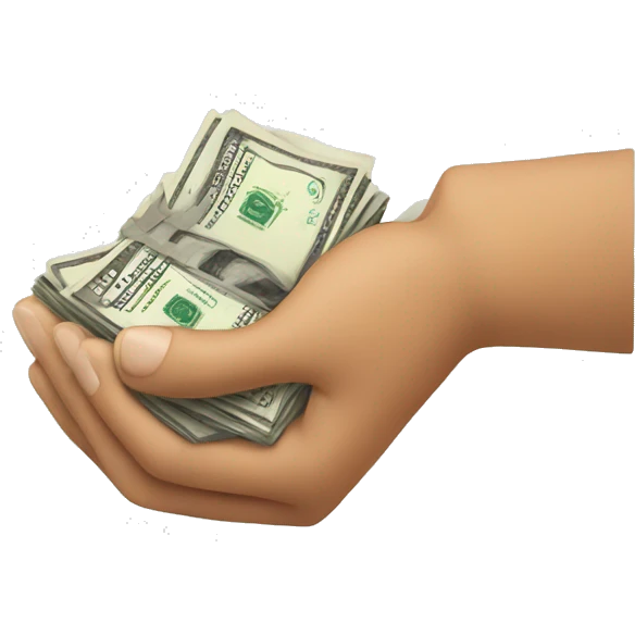 Hand giving a stack of cash emoji