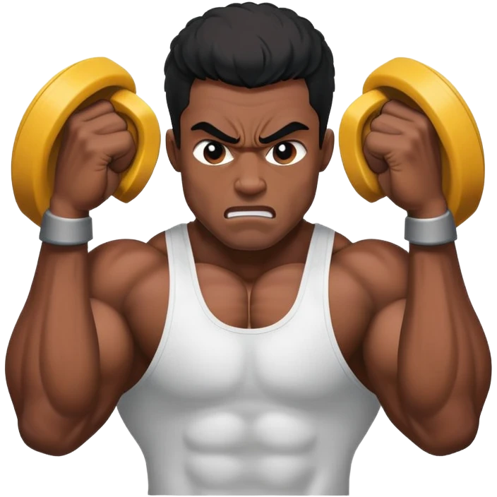 black bodybuilder frustrated pulling hair emoji