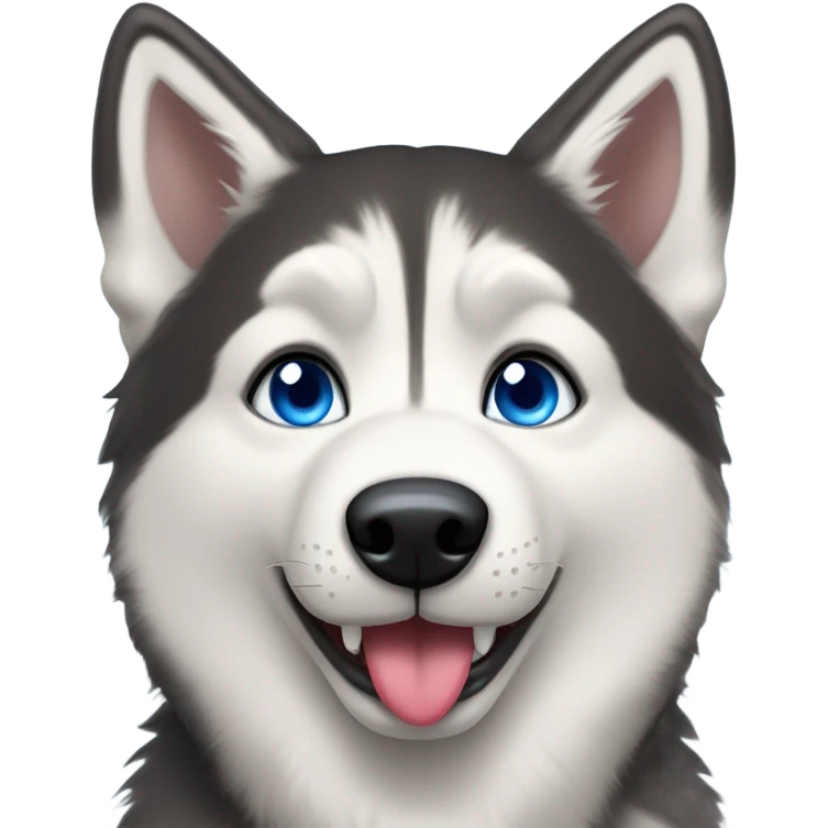 makes a husky with blue eyes and a heart shape.
pleases the limp tongue.
on black background emoji