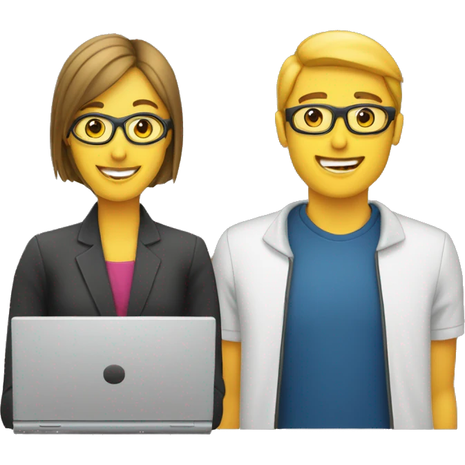2 personnes devant un ordinateur emoji