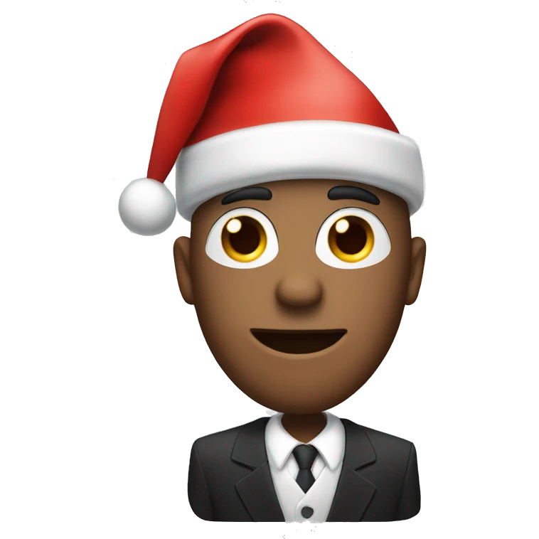 Singing white man with Christmas hat and suit emoji