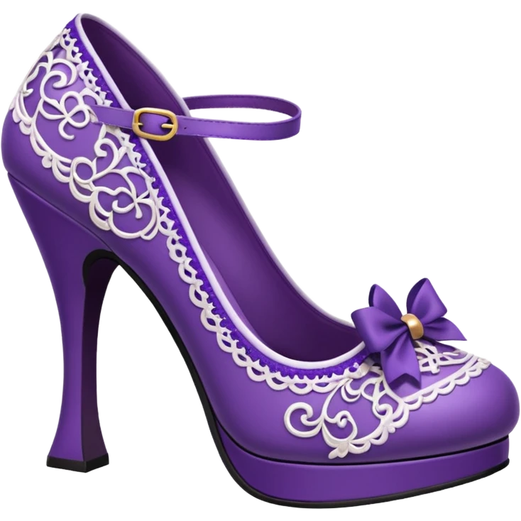 Lolita shoes, white and purple emoji
