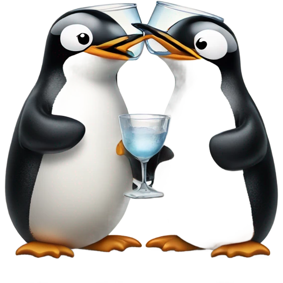 two penguins clinking glasses emoji