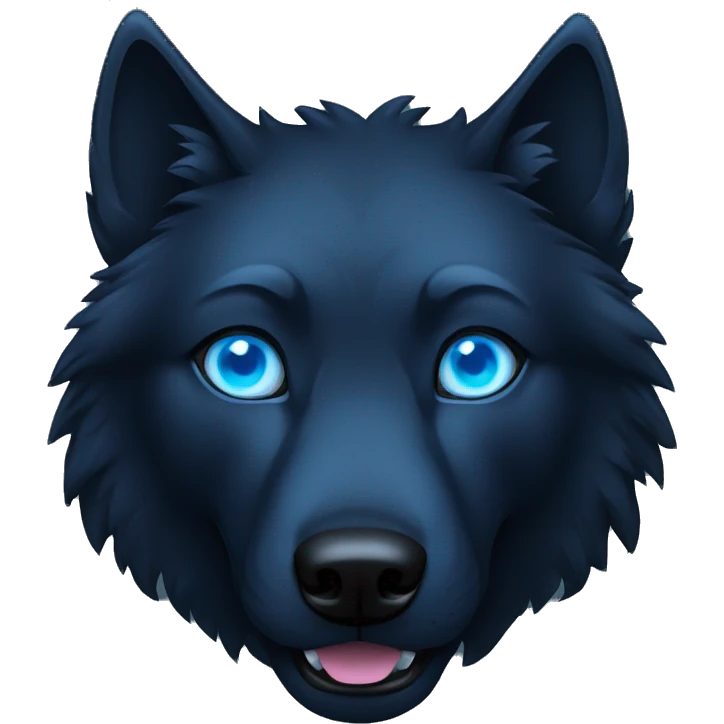 Black wolf with neon blue eyes emoji