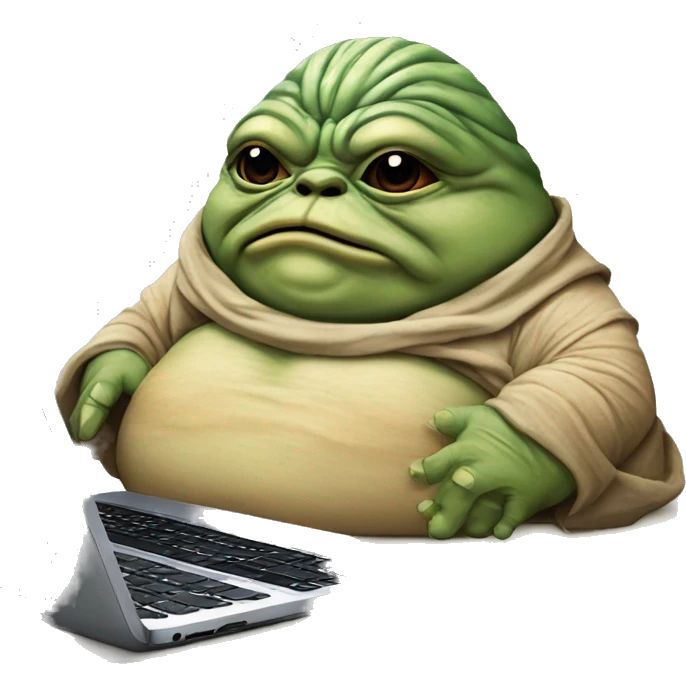Jabba the Hutt from Star Wars with a laptop emoji