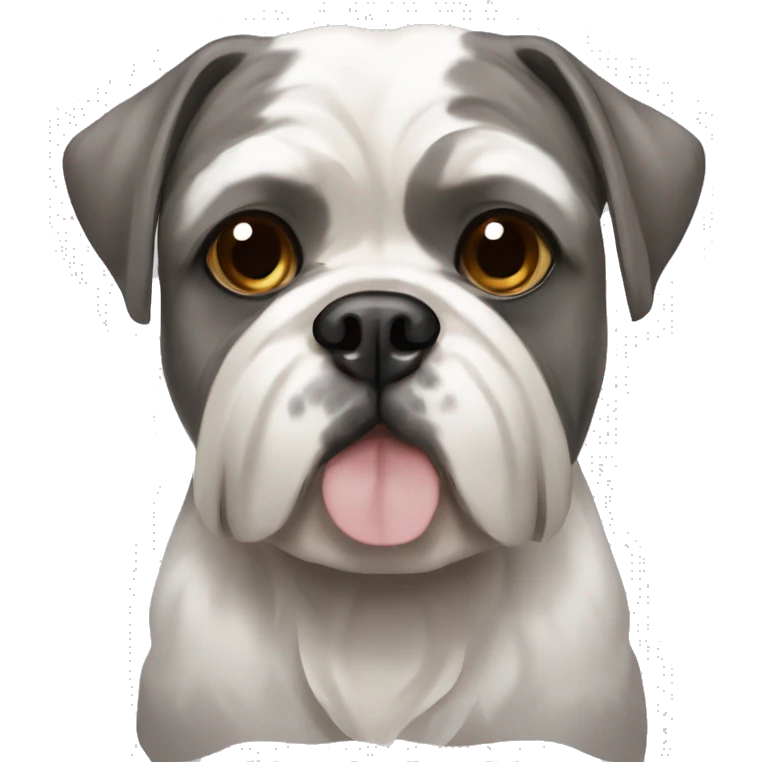 Shih tzu grey and white and pit bull that's brindle together emoji
