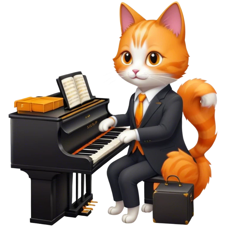 a magical piano playing cat in a business suit emoji