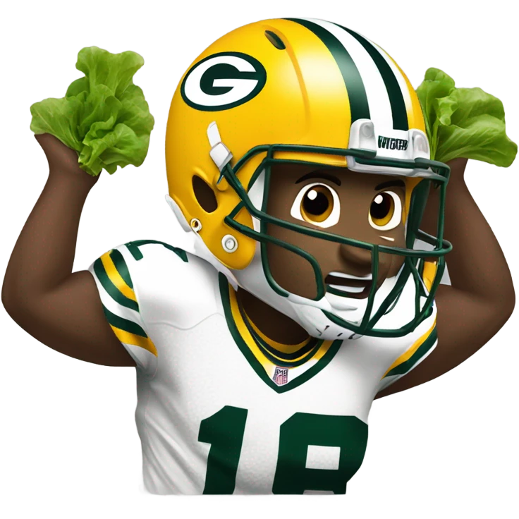 Packers player eating lettuce emoji