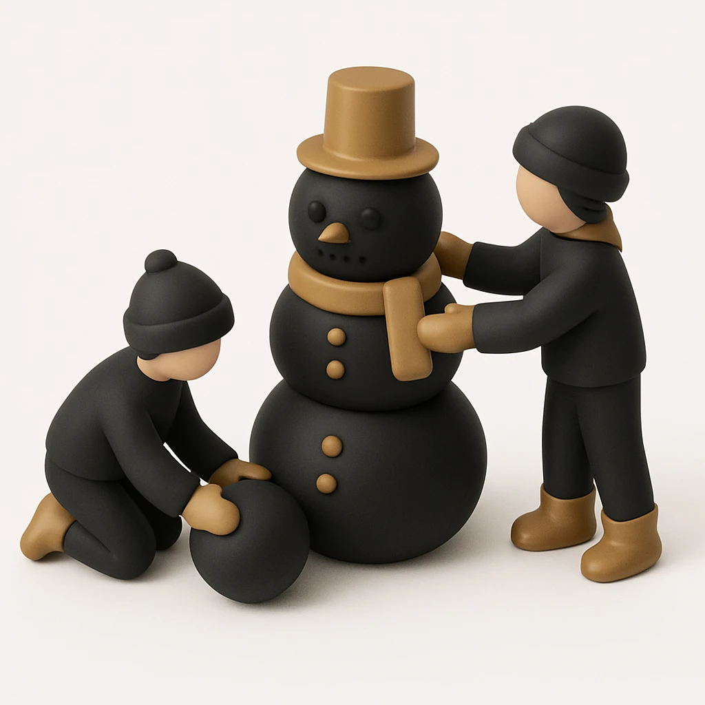 people making a snowman emoji