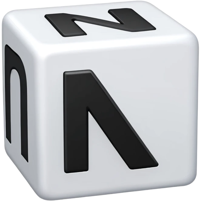 A white toy with a big black letter "N" on it emoji