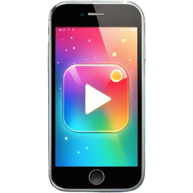 smartphone with a play button and sparkles emoji
