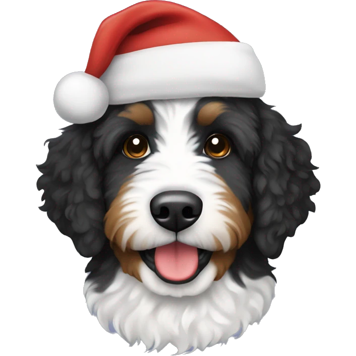 Bernedoodle with Santa hat emoji