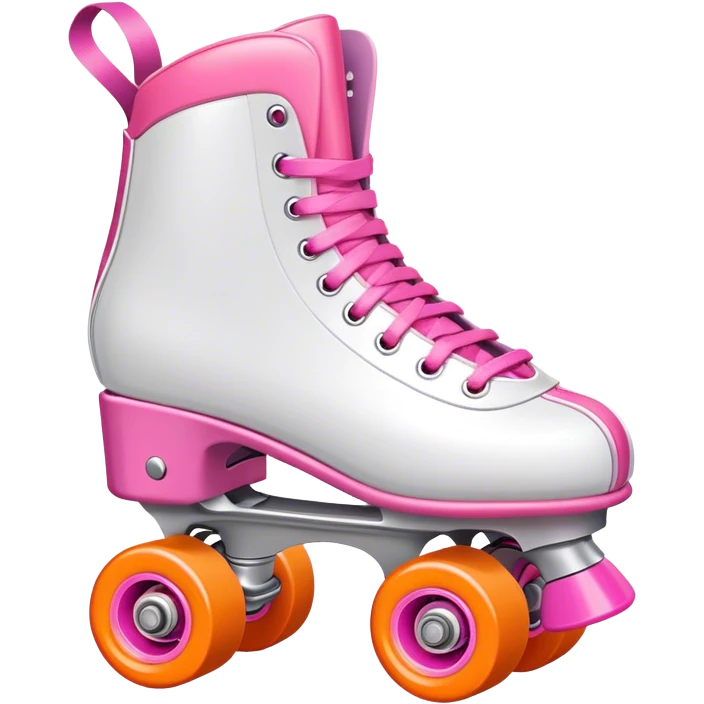 Realistic pink and white roller skate with orange wheels  emoji