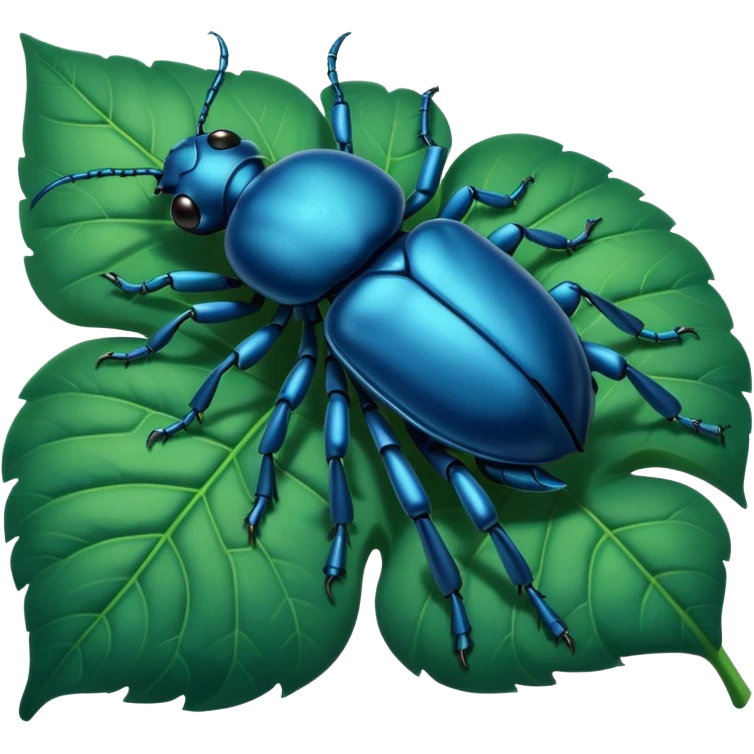 a blue beetle on leaf emoji