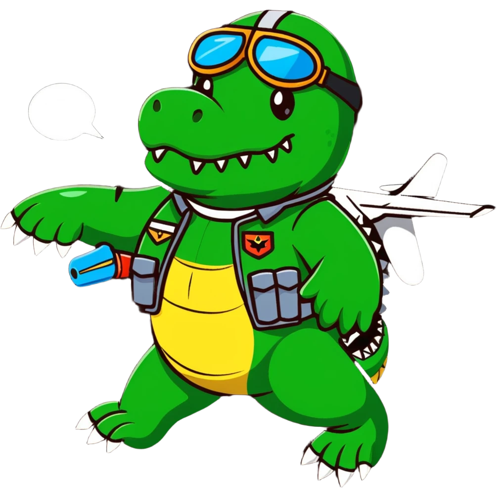 crocodile pilot dropping bombs from airplane emoji