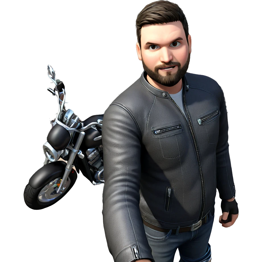 cool biker with motorcycle emoji