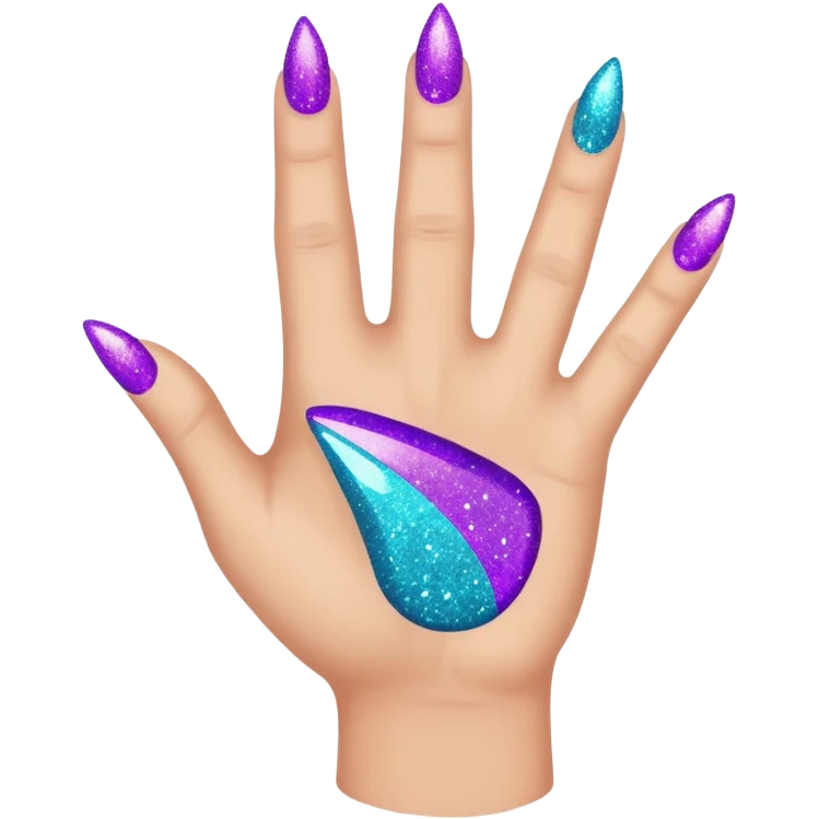 Glitter Roxo e Ciano Mão apontando para direita emoji