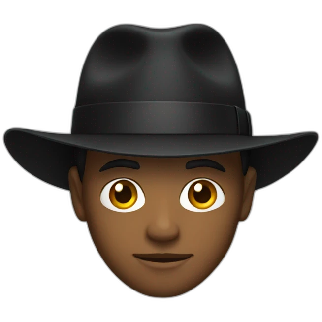 man in black hat emoji