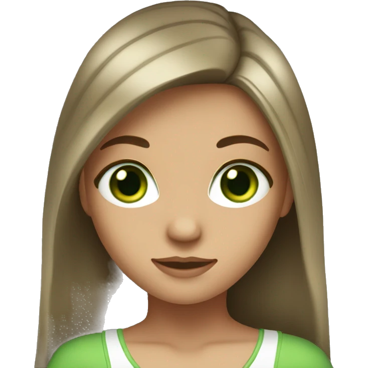 Girl with long brunette hair and green eyes emoji