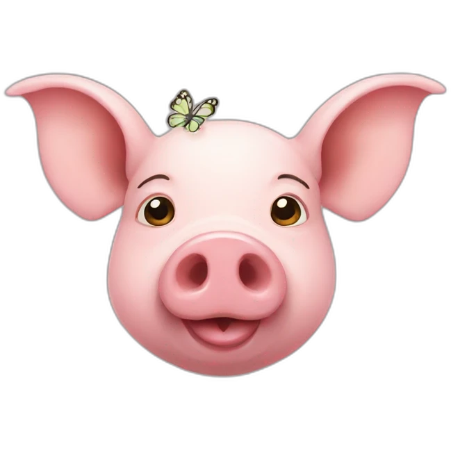 A pig with a little butterfly on his head emoji