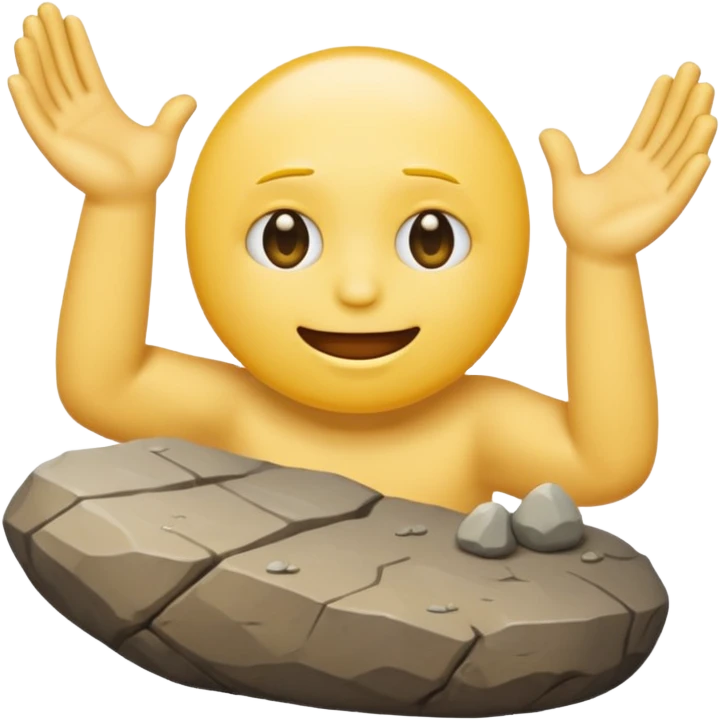 a yellow emoji circle with rock on hands and he looks super drunk emoji