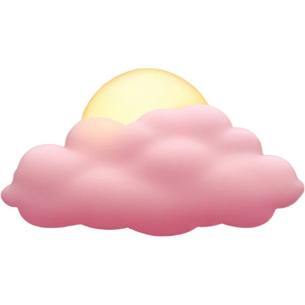 Pink sun behind detailed cloud emoji