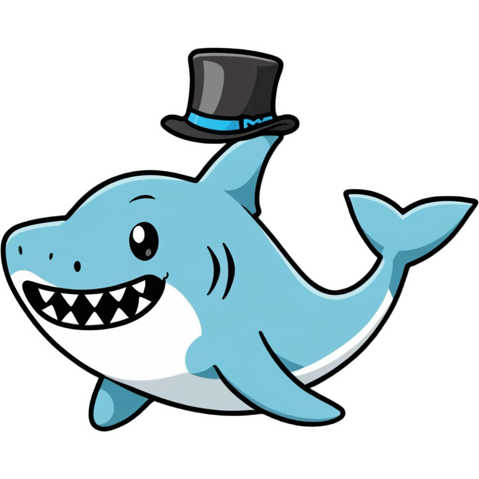 Shark with a top hat emoji