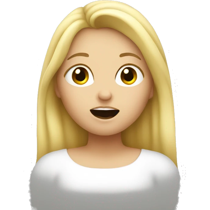 Fat blonde girl eating  emoji