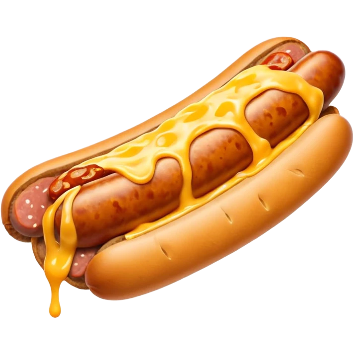 make a picture of a sausage that has been cut in half and melted cheese is coming out of the sausage emoji