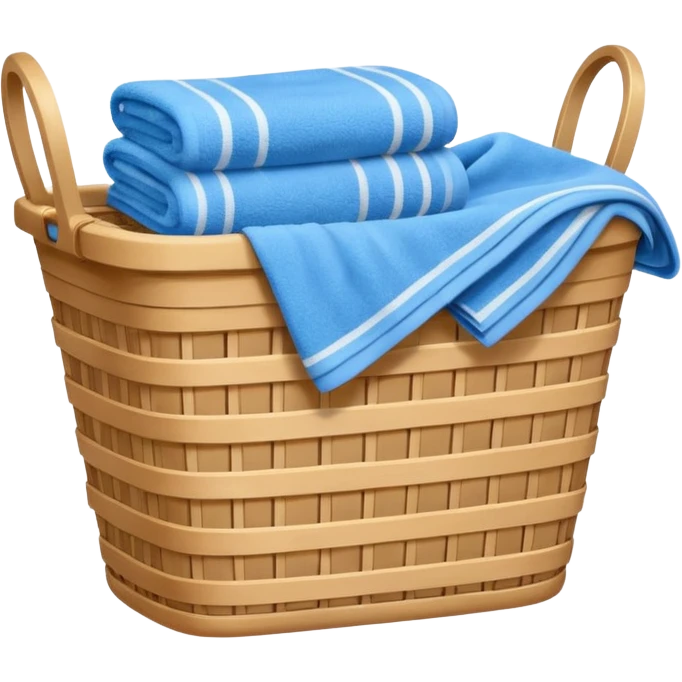 laundry basket with blue towels emoji