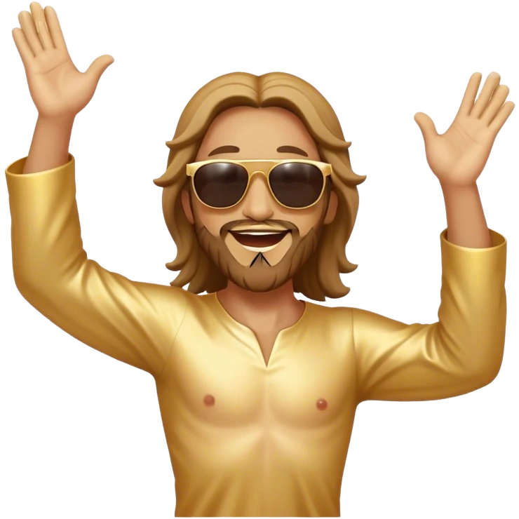 dancing figure of rejoicing Jesus with  sunglases golden  emoji