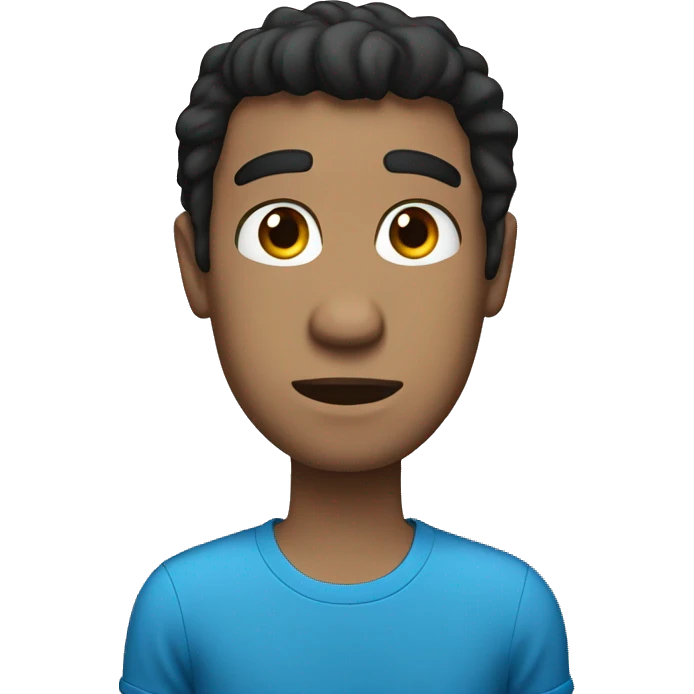 man  red t-shirt, black hair, light skin, blue eyes emoji