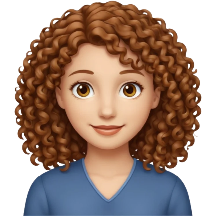 Branca cabelos cacheados castanhos claros olhos castanhos claros simpática e meiga emoji