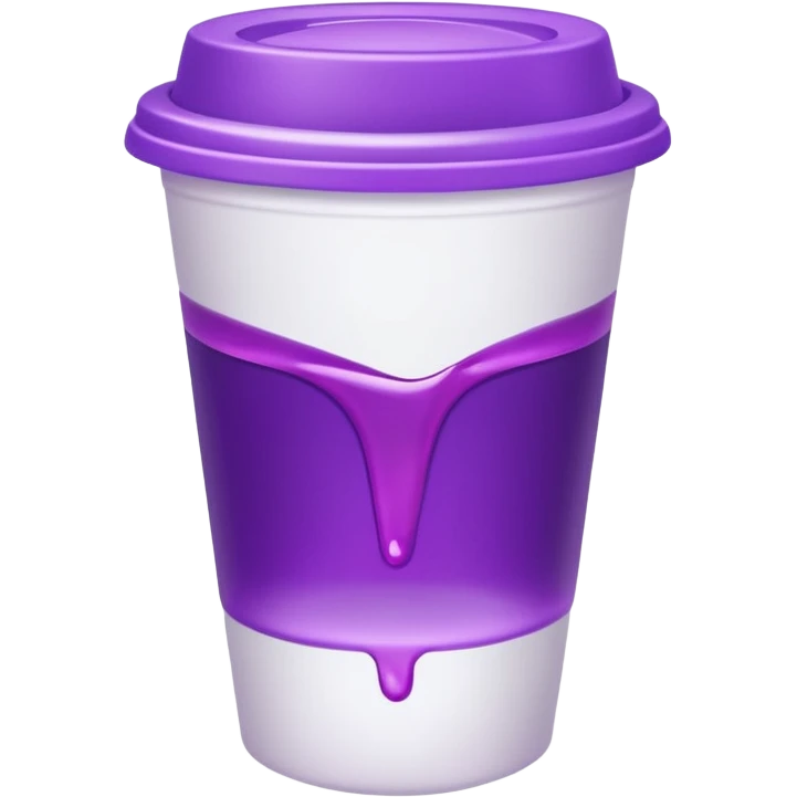 White solid paper cup filled with purple drank emoji