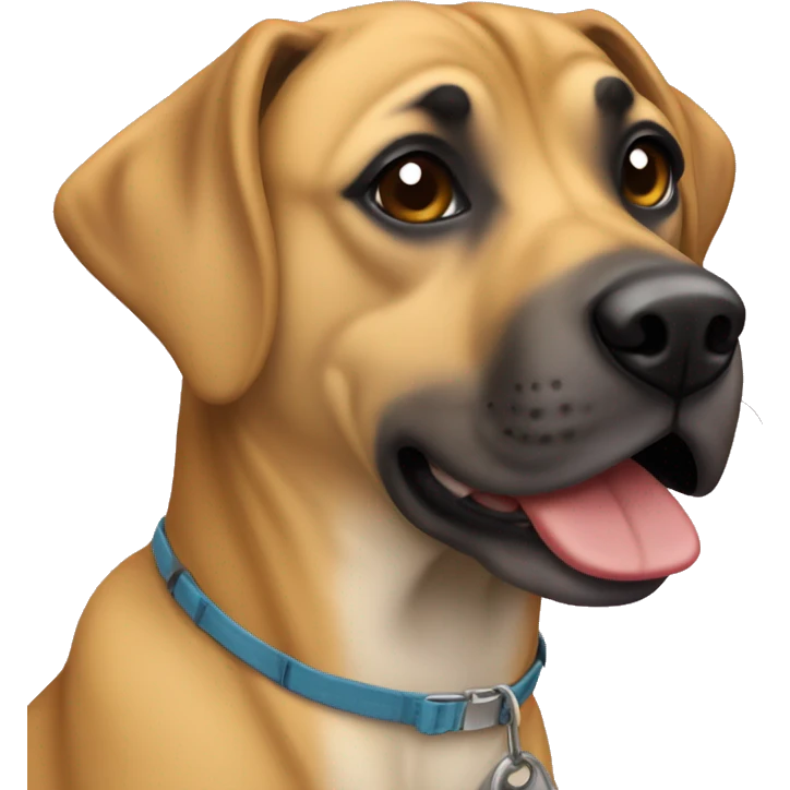 Black Mouth cur dog taking a pic emoji