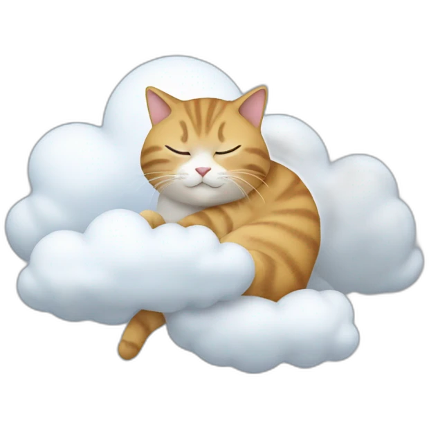Un chat qui dort sur un nuage emoji
