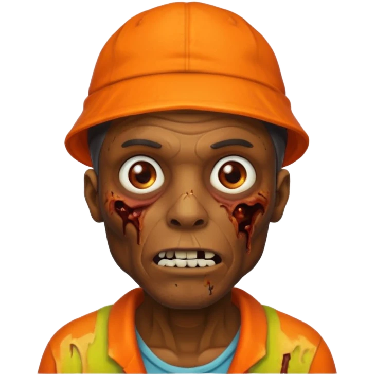 zombie black man in orange hats emoji