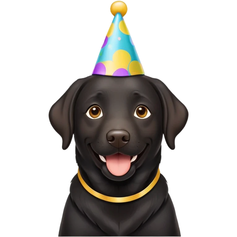 Black Labrador party hat emoji