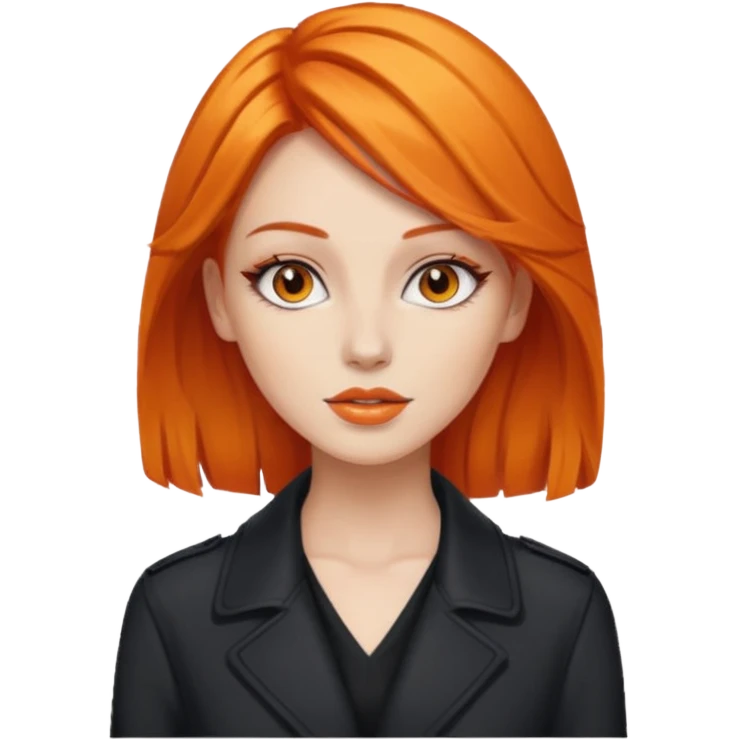 as un mujer de cabbelo anarangado con ropa bonita modelando en una pasarela emoji