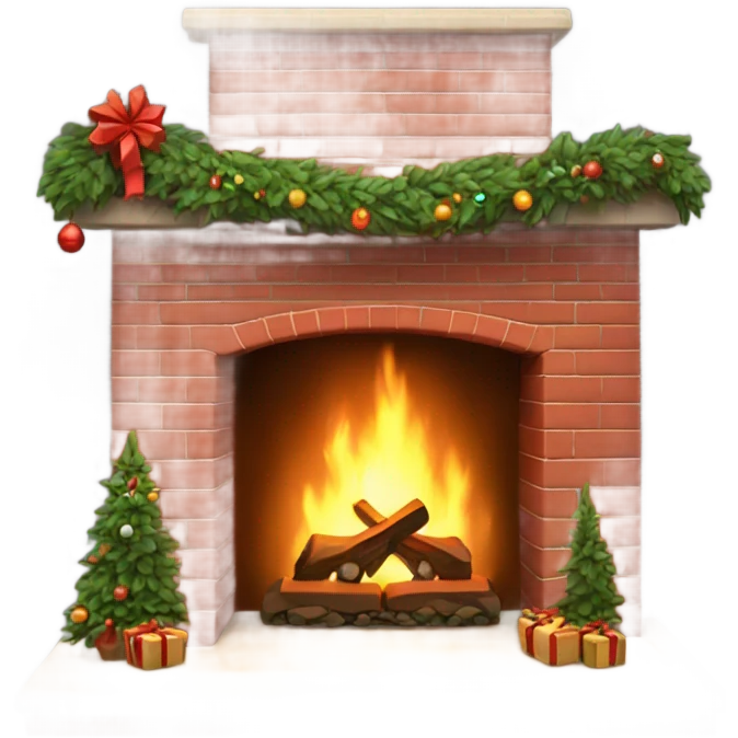 Red brick christmas fireplace emoji