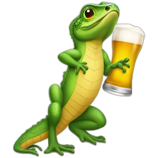 Lezard drink beer emoji