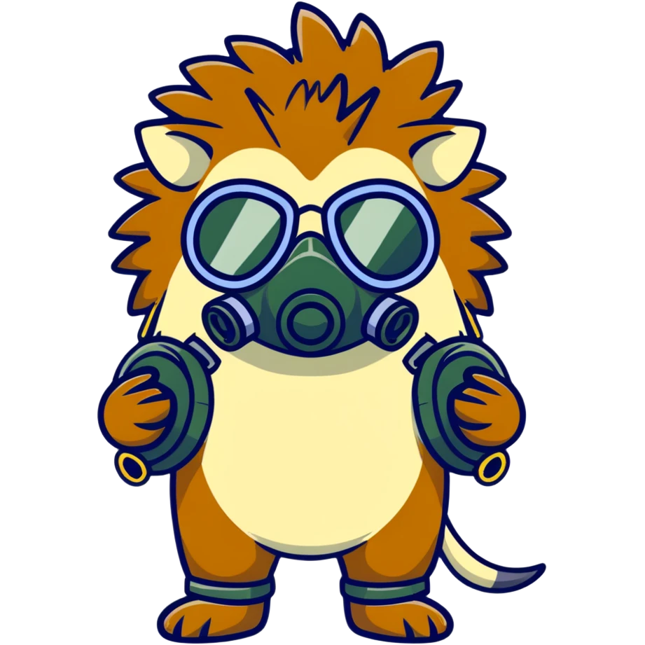 hedgehog wearing a gas mask emoji