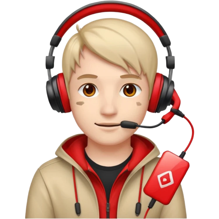 streamer with red gaming head set emoji