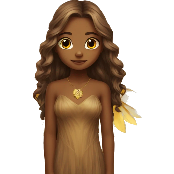 big wings, sunflower, Beautiful, fairy, gold, brown, long hair emoji