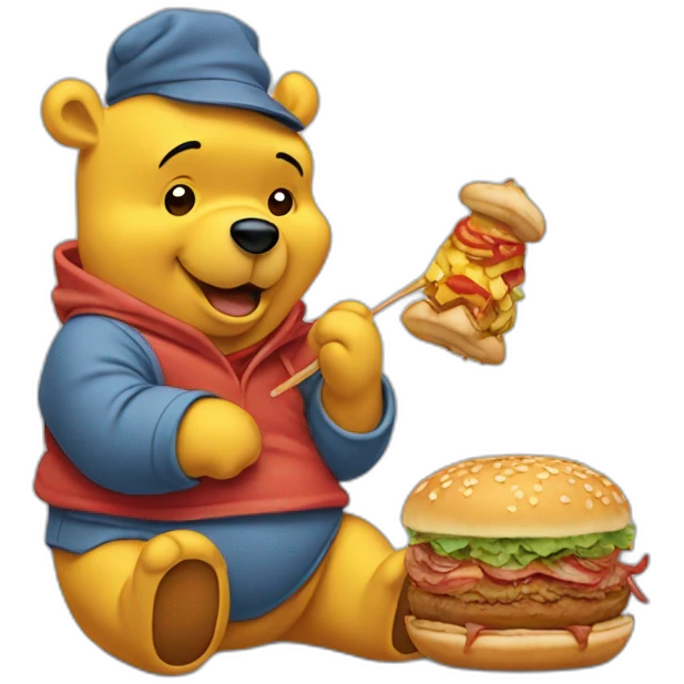 Winnie the pooh with kebab emoji