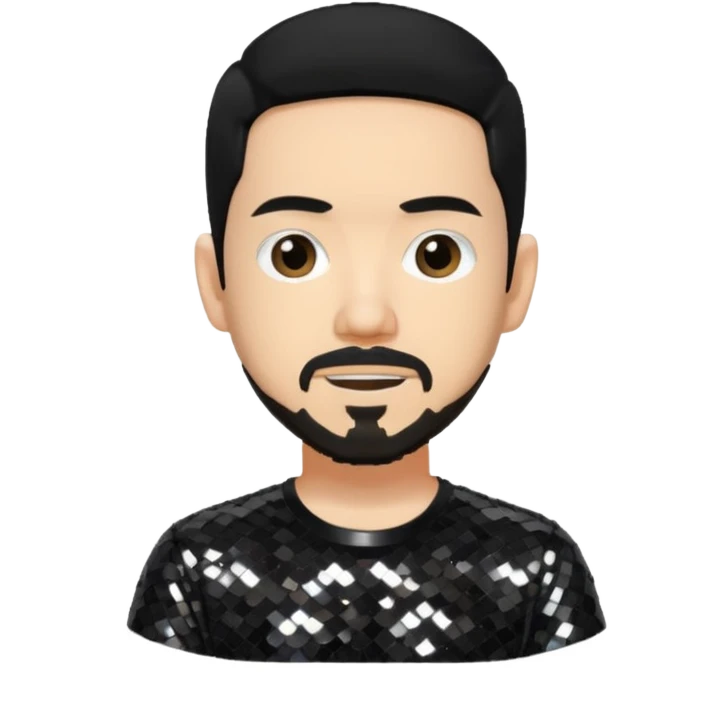 Mike Shinoda with black hair, black sequin shirt emoji