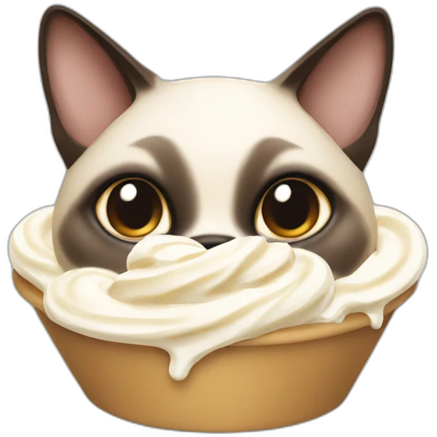 A Siamese cat eating whipped cream emoji