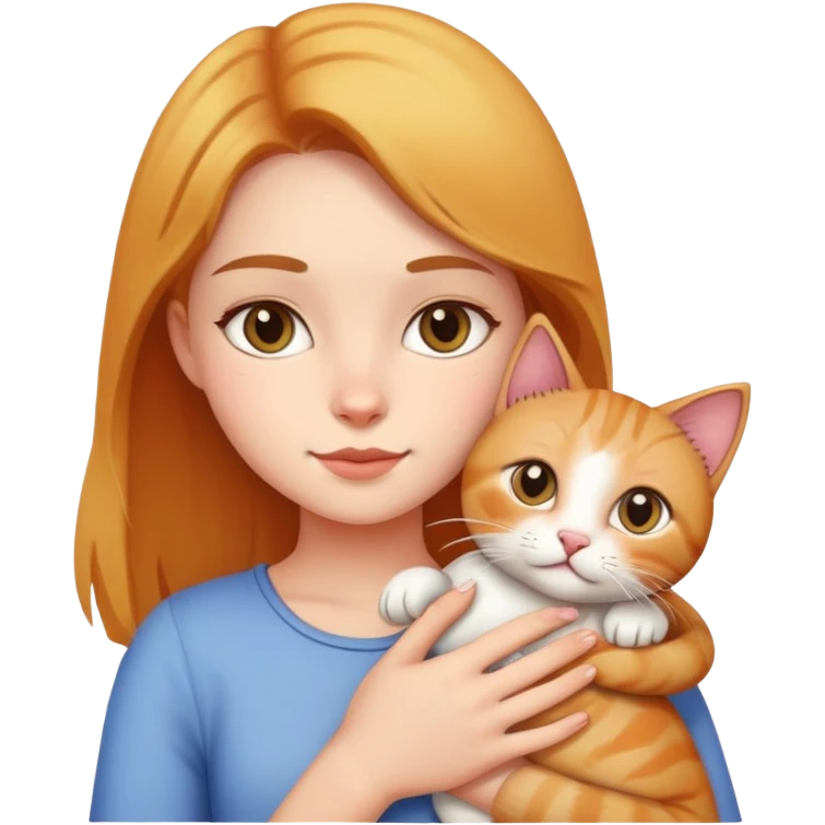 Girl holding a cat emoji